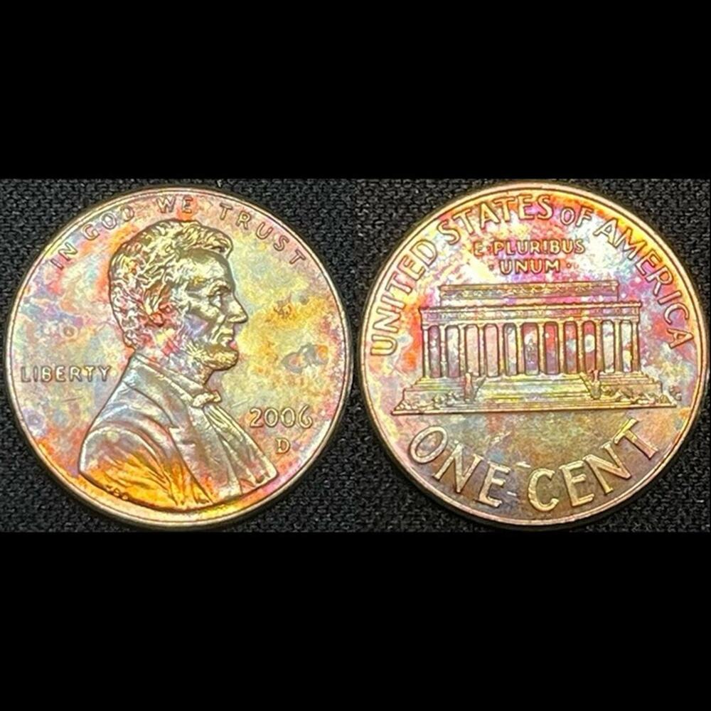 Lincoln One Cent 2006-D Synthesized Rainbow Toning Handmade Collection Coin #4